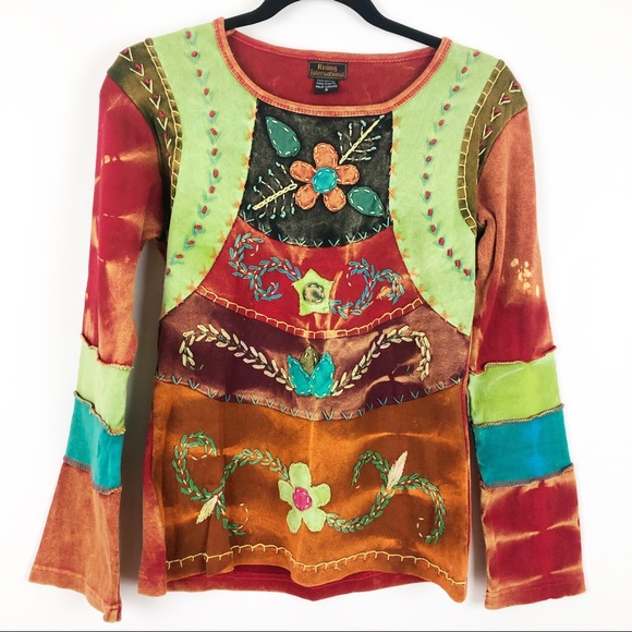 Rising International Tops - RISING INTERNATIONAL Embroidered and Appliquéd Top